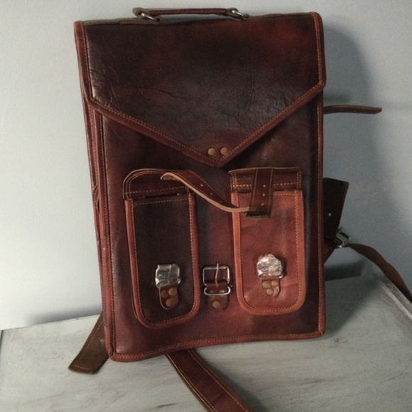 Handmade World Brown Vintage Leather Backpack - Picture 8 of 16